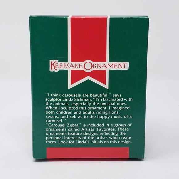 1989 Hallmark Carousel Zebra Handcrafted Linda Sickman Christmas Ornament. - Picture 6 of 8